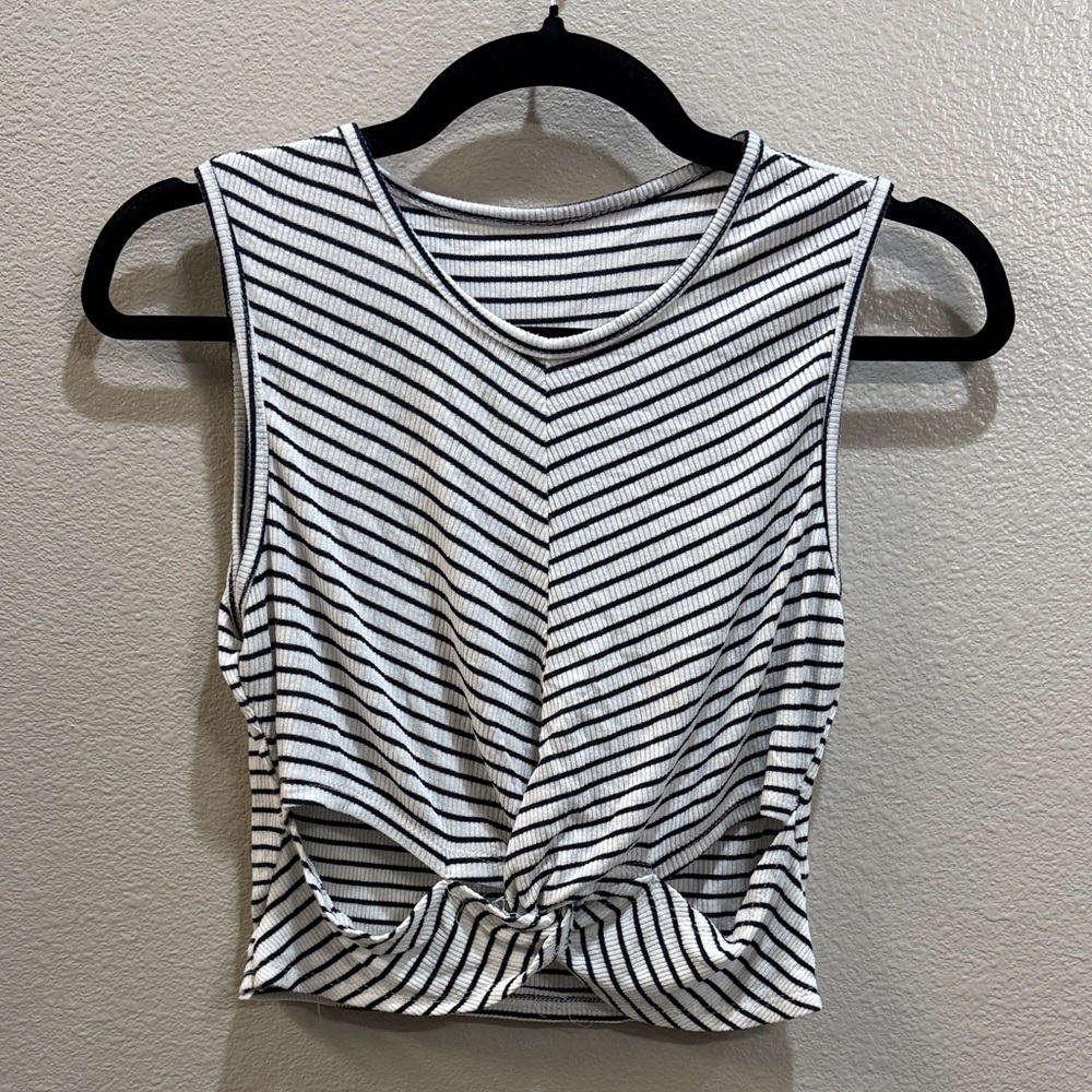 Striped Black and White Sleeveless Top